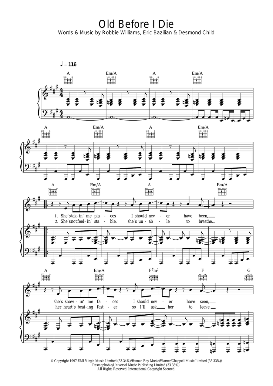 Old Before I Die Old Before I Die Acoustic Guitar scores gallery preview page 1