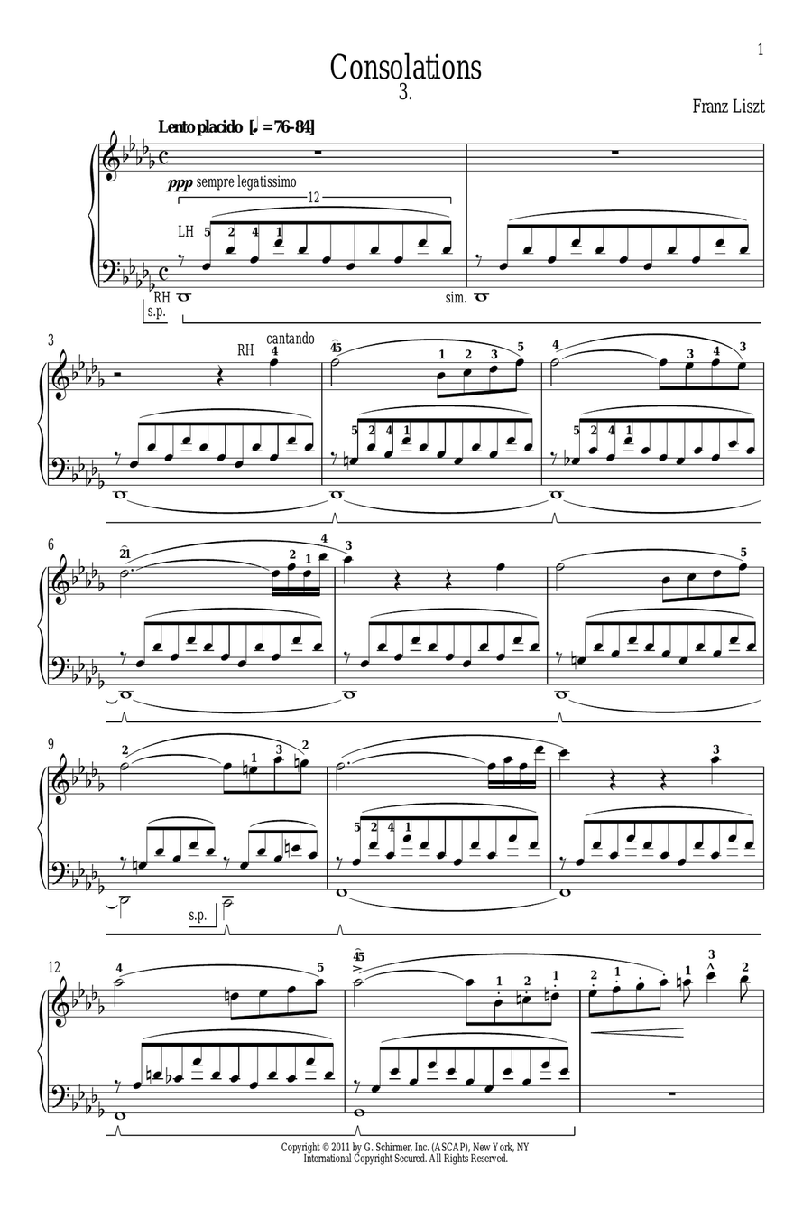 Consolation No. 3 Piano Solo scores gallery preview page 1