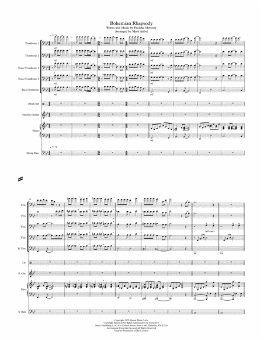 Bohemian Rhapsody Trombone Solo scores gallery preview page 1