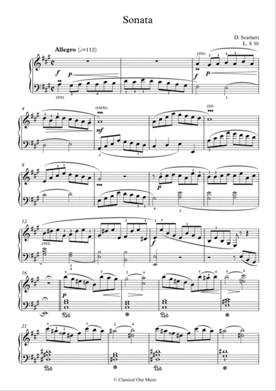 Scarlatti-Sonata in A-Major L.S30 K.368(piano) Piano Solo scores gallery preview page 2