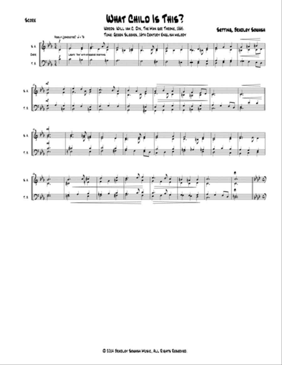 What Child is This - Choir and Jazz Quintet 4-Part scores gallery preview page 2