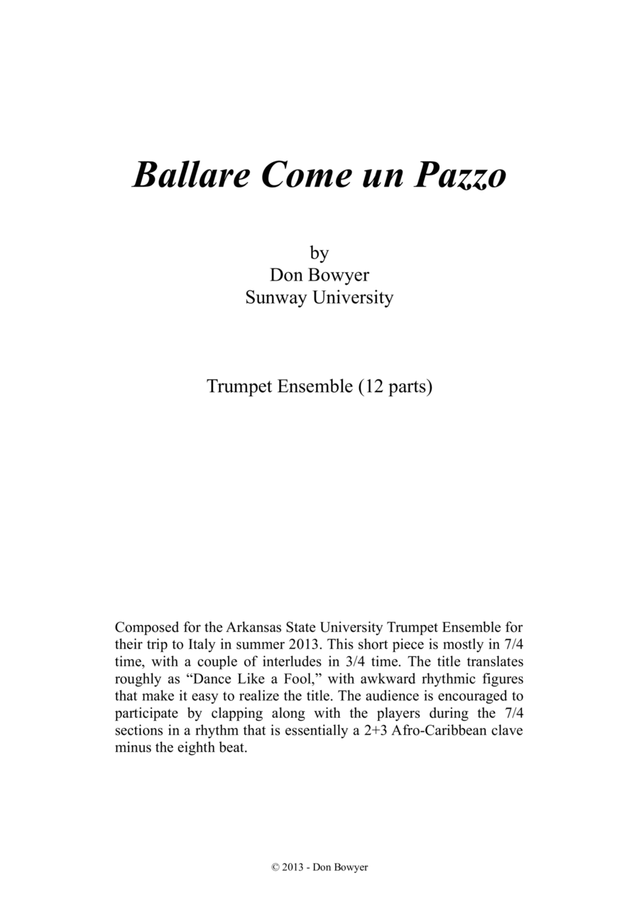 Ballare Come un Pazzo (A4 size) 2-Part scores gallery preview page 1