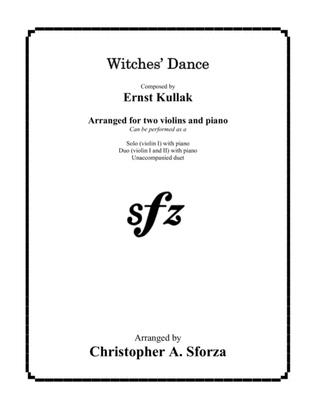 Book cover for Witches' Dance, for two violins and piano