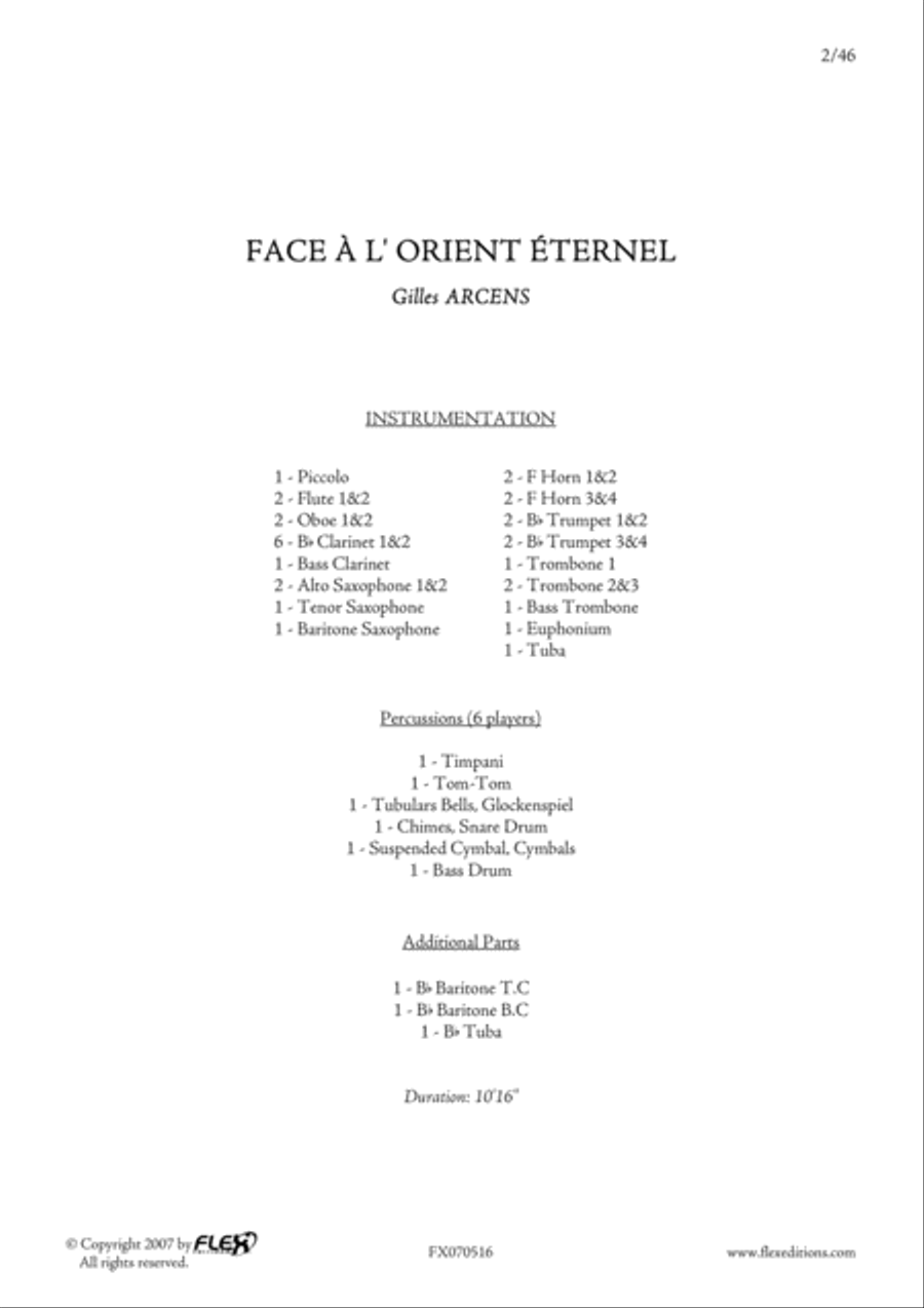 Face A L'Orient Eternel Face A L'Orient Eternel Concert Band scores gallery preview page 2