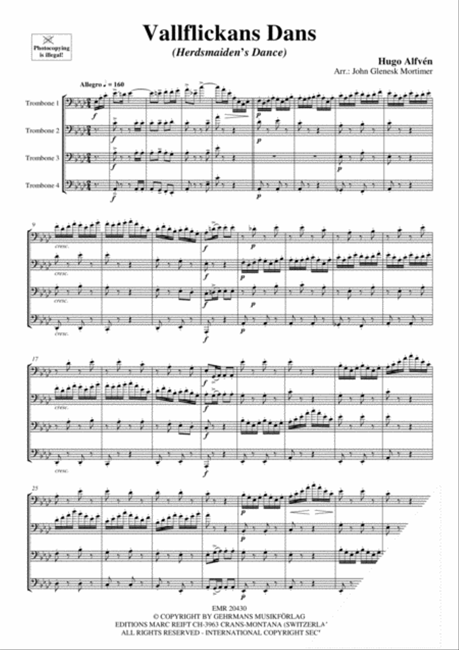 Vallflickans Dans Trombone Quartet scores gallery preview page 3