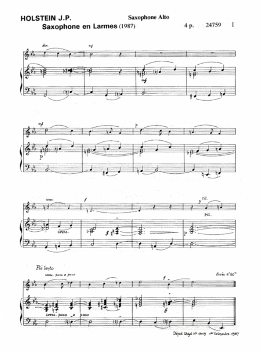 Saxophone en larmes Piano Accompaniment scores gallery preview page 2