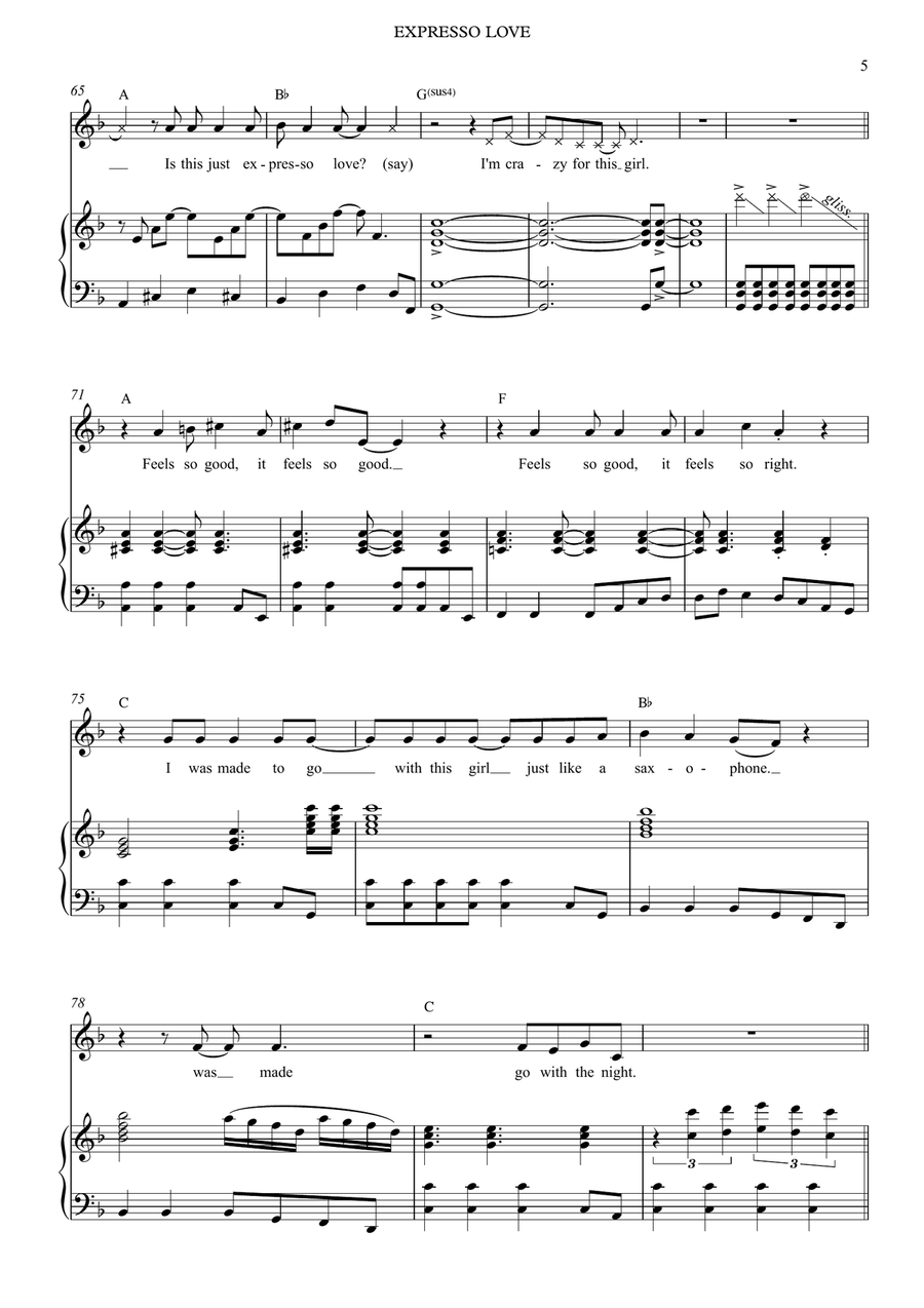 Expresso Love Expresso Love Piano, Vocal scores gallery preview page 5