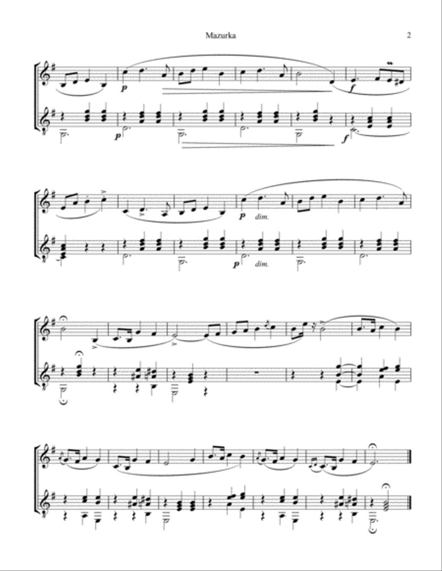 Mazurka, Mesto Op. 33, No 1 for violin and guitar String Duet scores gallery preview page 2