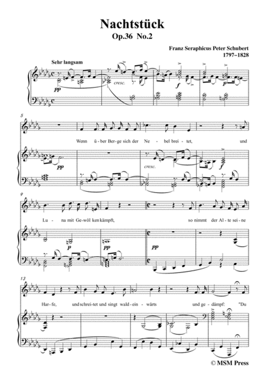 Schubert-Nachtstück,Op.36 No.2,in b flat minor,for Voice&Piano image number null