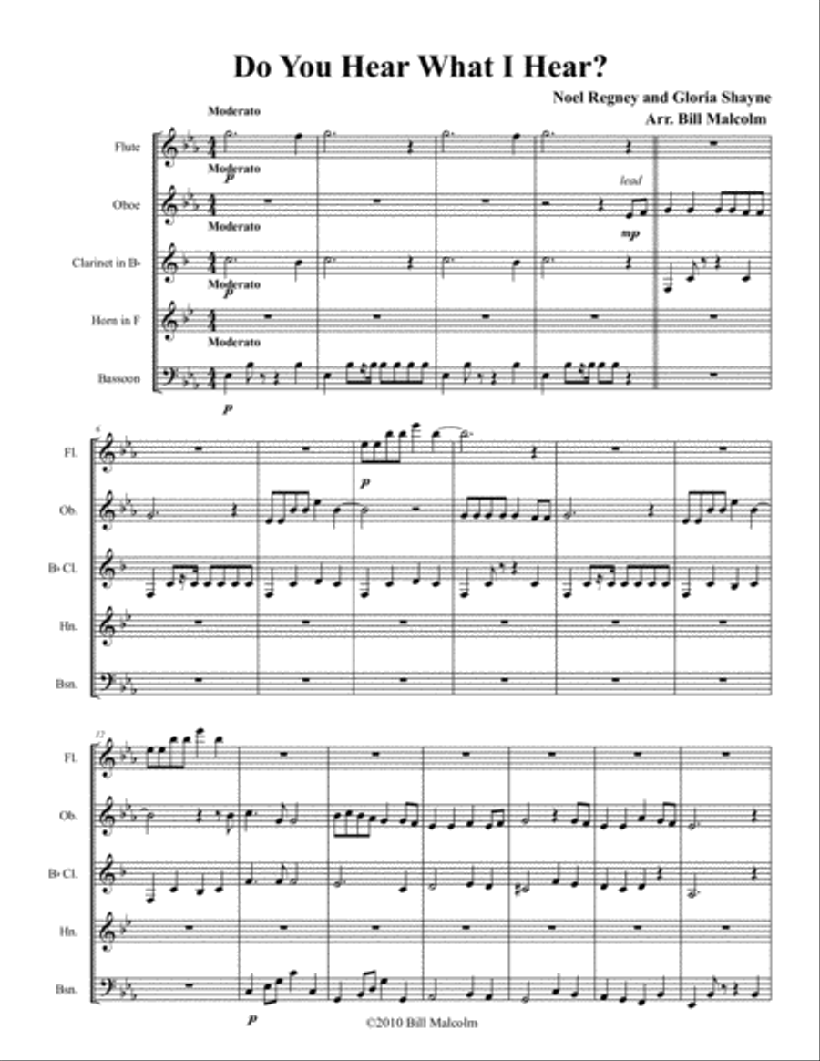Do You Hear What I Hear Woodwind Quintet scores gallery preview page 1