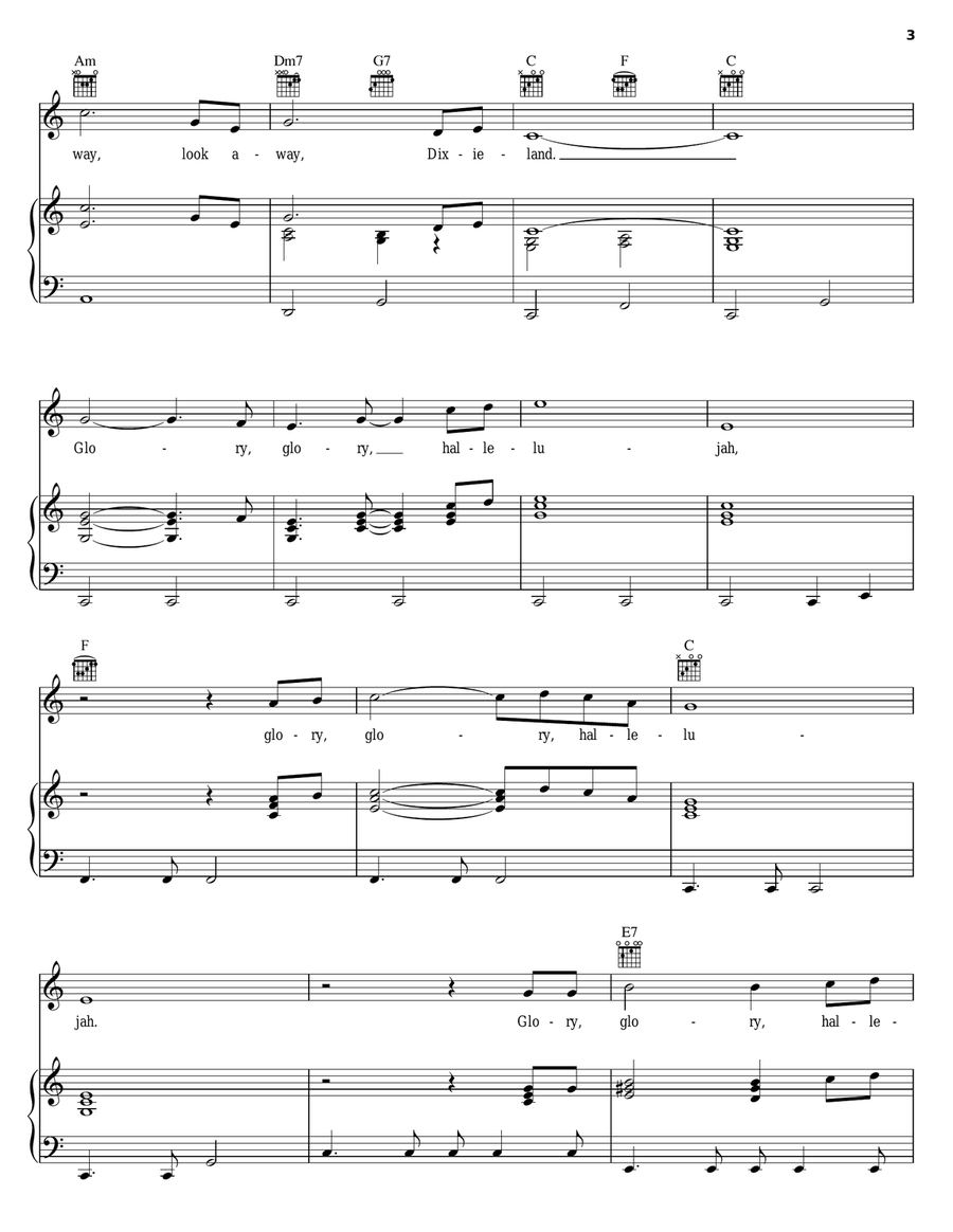 An American Trilogy Piano, Vocal, Guitar scores gallery preview page 3