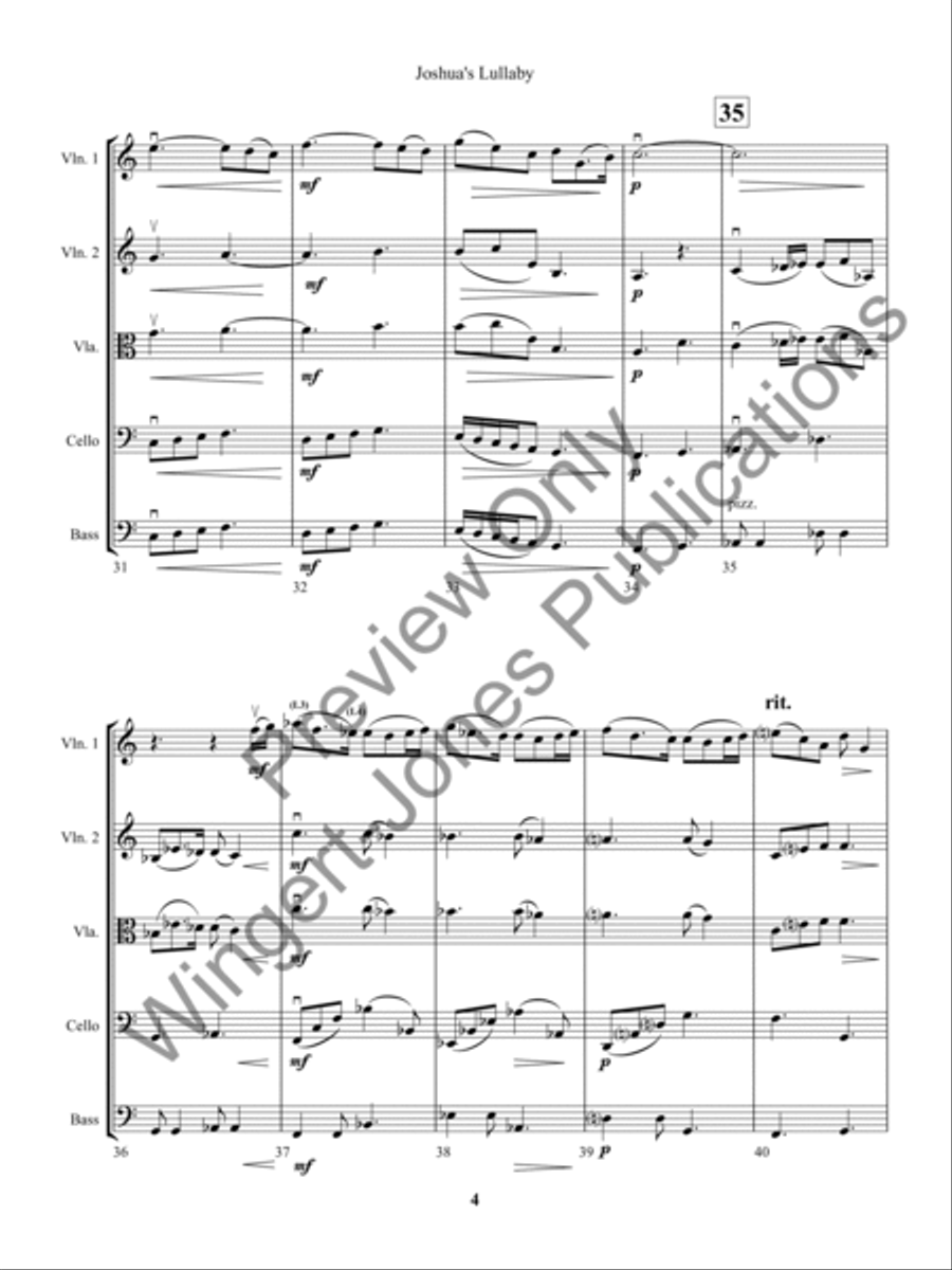 Joshua's Lullaby (Score) String Orchestra scores gallery preview page 7