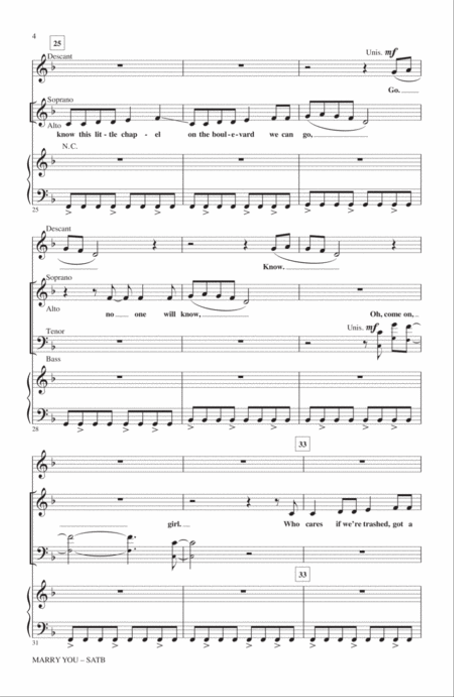 Marry You 4-Part scores gallery preview page 3