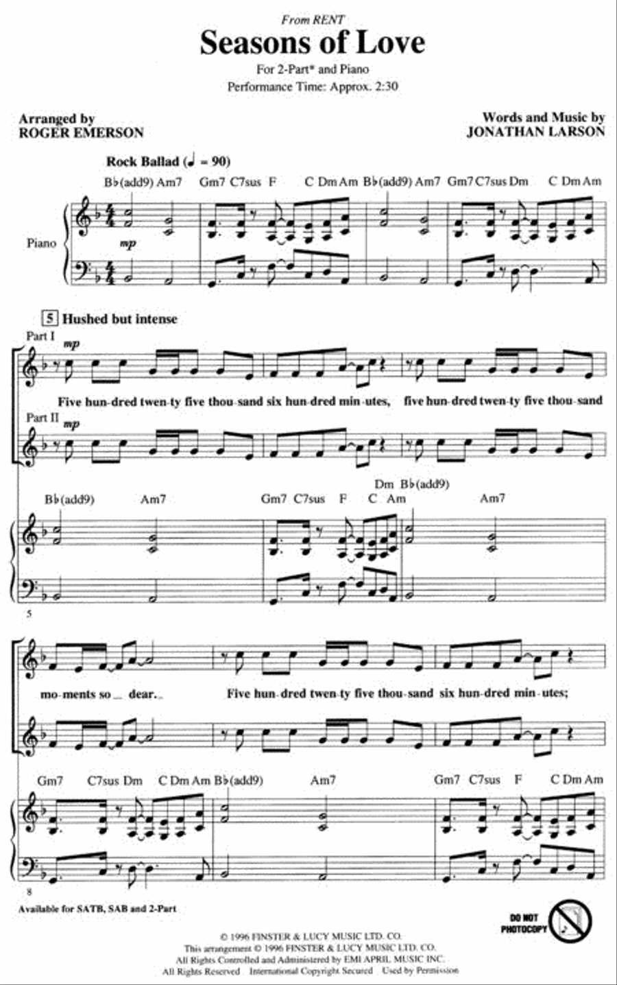 Seasons of Love 2-Part scores gallery preview page 2