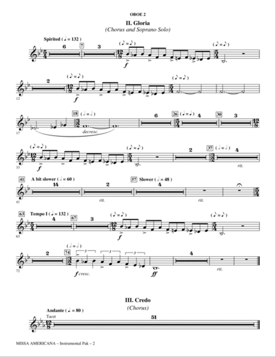 Missa Americana - Oboe 2 Missa Americana - Oboe 2 Choir scores gallery preview page 2