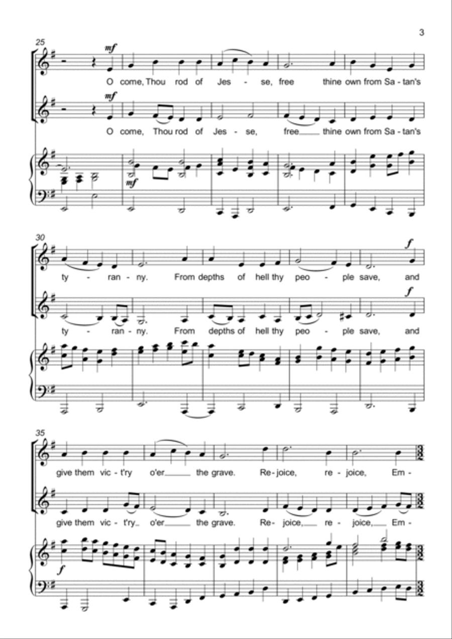 O Come, O Come, Emmanuel - Two part choir - SA - Upper voices SA scores gallery preview page 3