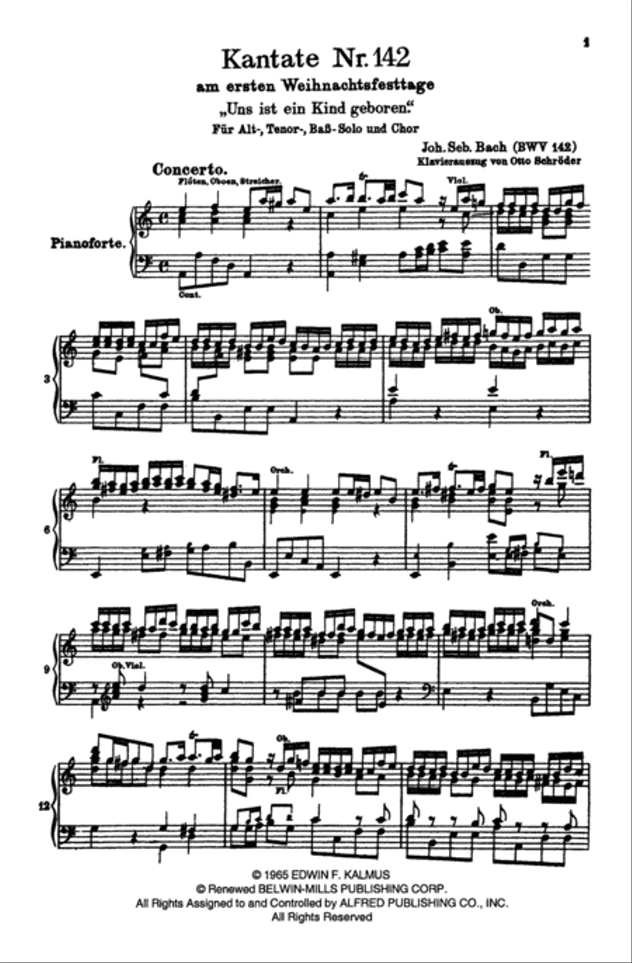Cantata No. 142 -- Uns ist ein Kind geboren 4-Part scores gallery preview page 4