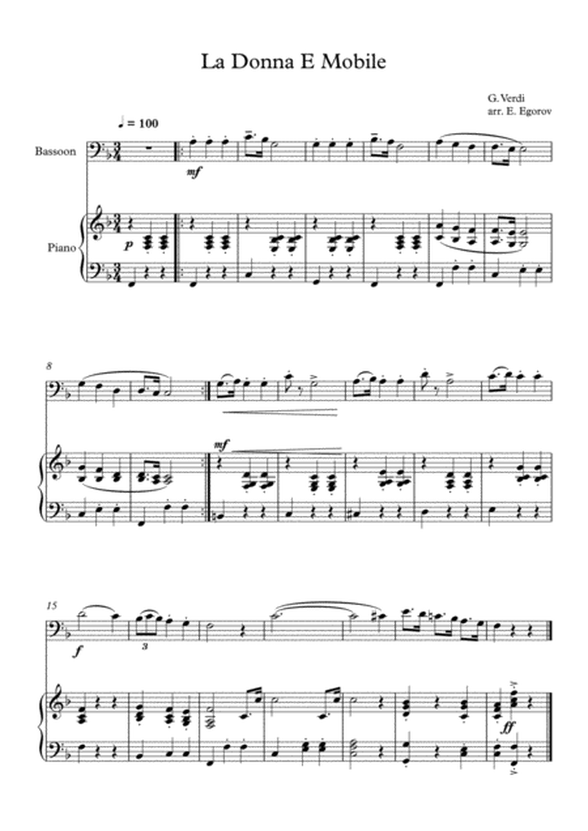 La Donna E Mobile, Giuseppe Verdi, For Bassoon & Piano image number null