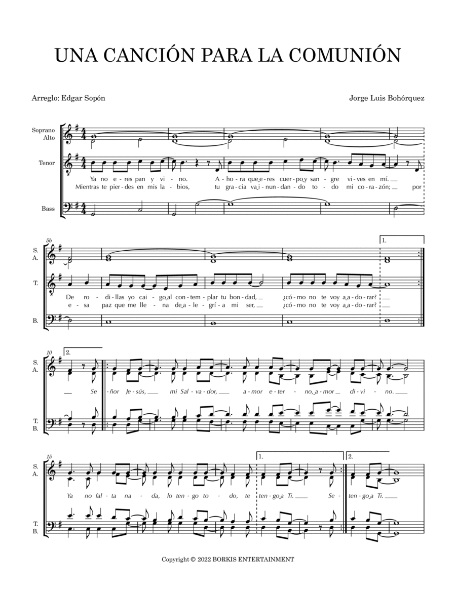 Una Cancion Para La Comunion 4-Part scores gallery preview page 1