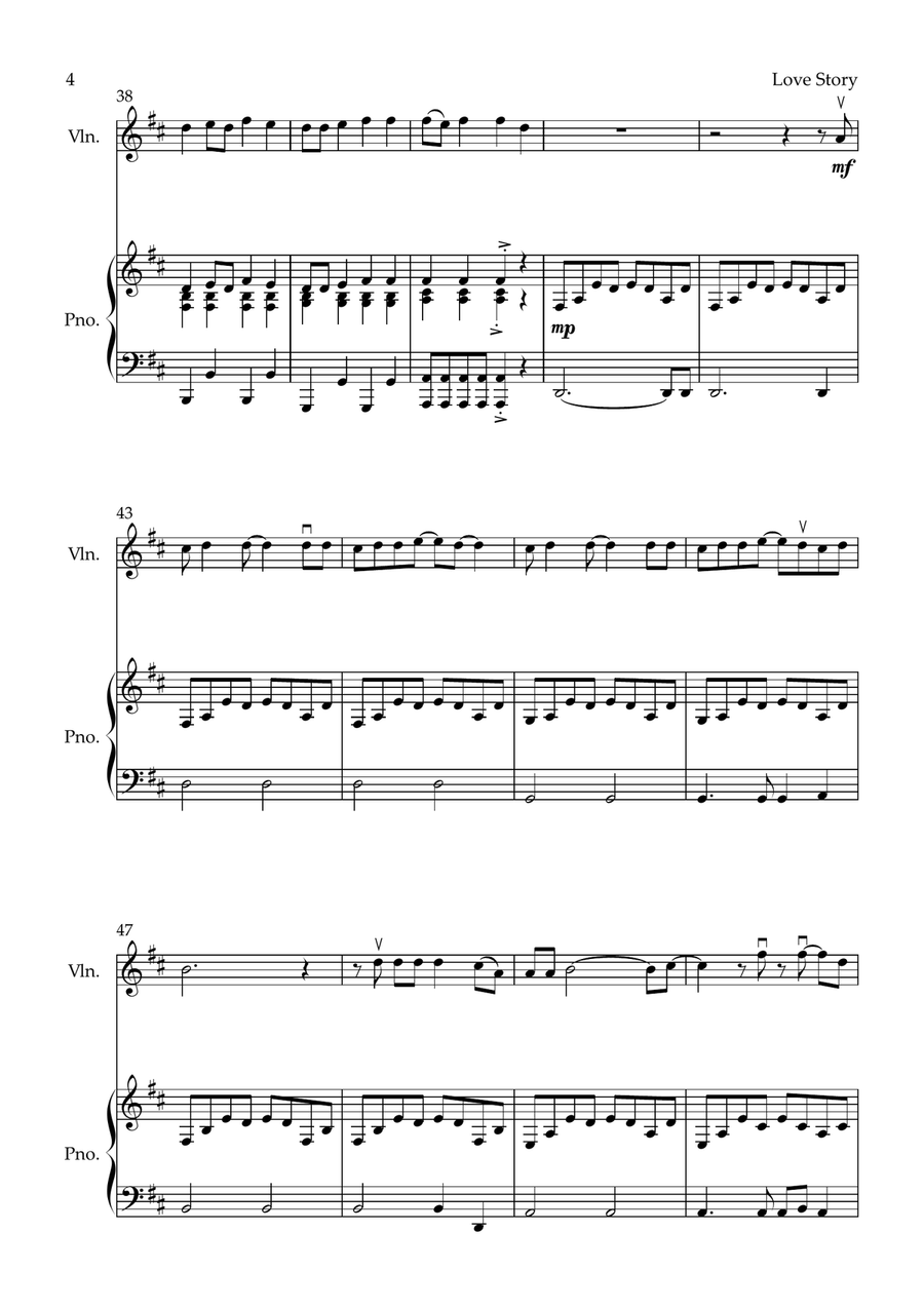 Love Story Violin Solo scores gallery preview page 4