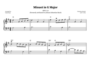 Minuet in G (BWV 114) - + CHORDS and Note Names