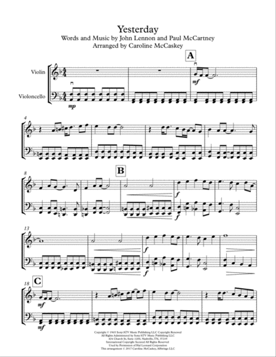 Yesterday String Duet scores gallery preview page 2