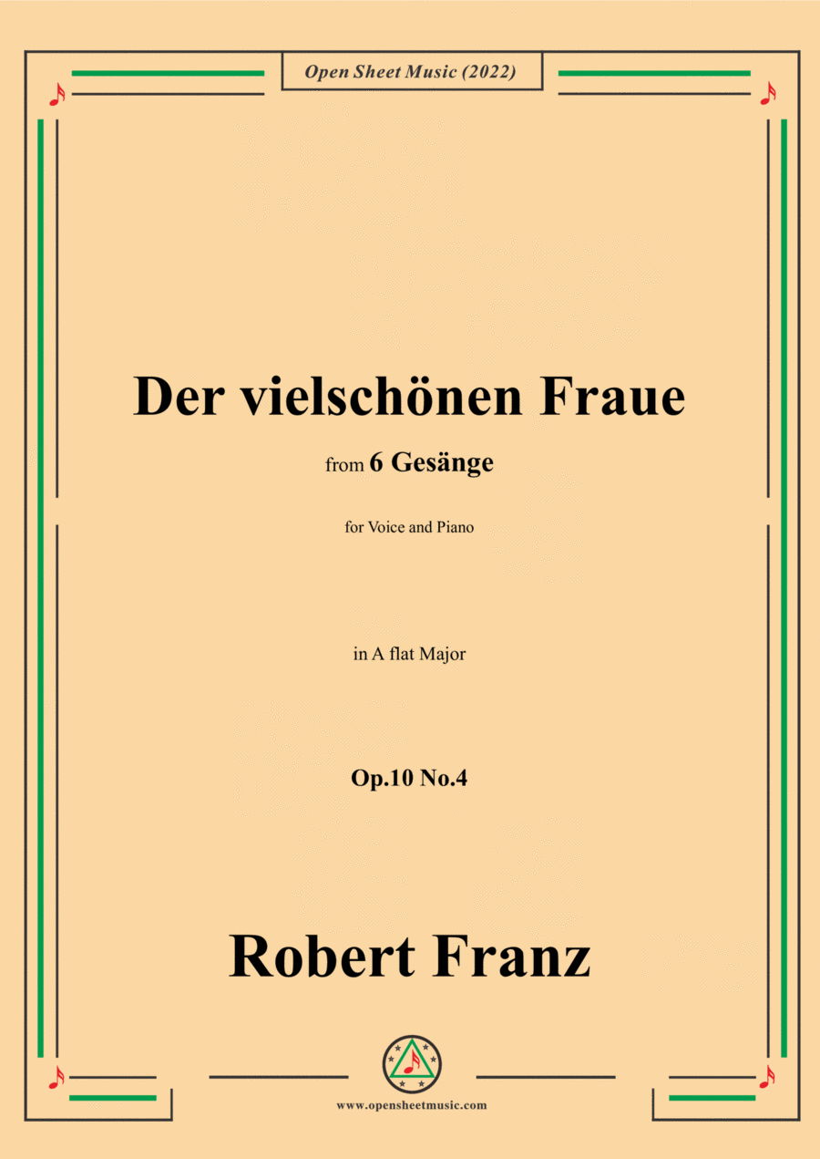 Franz-Der vielschonen Fraue,in A flat Major,Op.10 No.4,from 6 Gesange Voice scores gallery preview page 1