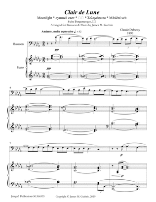 Debussy: Claire de Lune for Bassoon & Piano