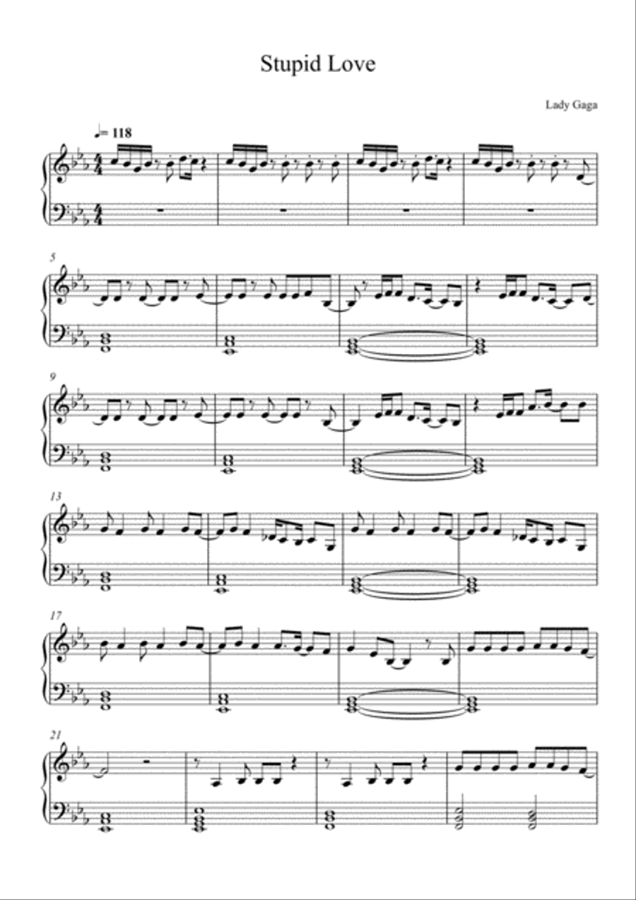 Stupid Love Easy Piano scores gallery preview page 1