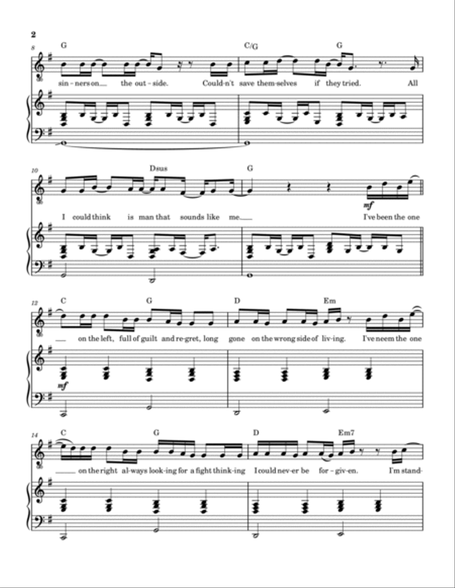 Man On The Middle Cross Piano, Vocal, Guitar scores gallery preview page 3
