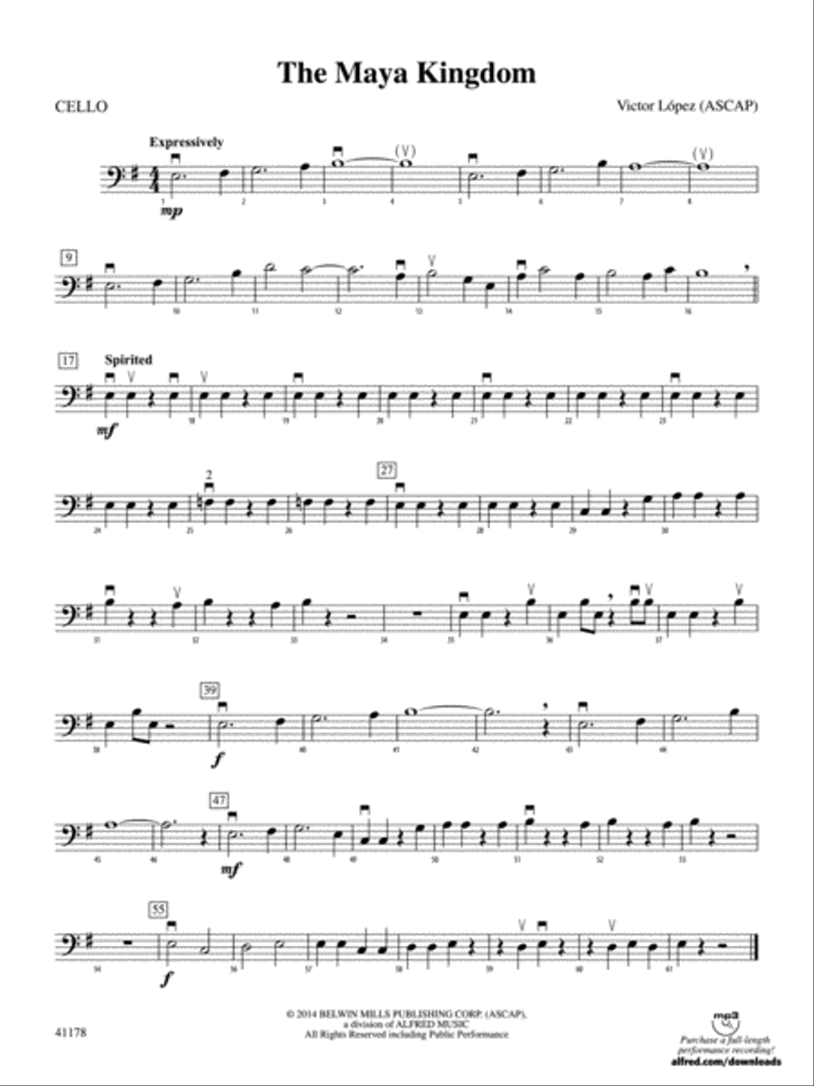 The Maya Kingdom: Cello The Maya Kingdom: Cello String Orchestra scores gallery preview page 1