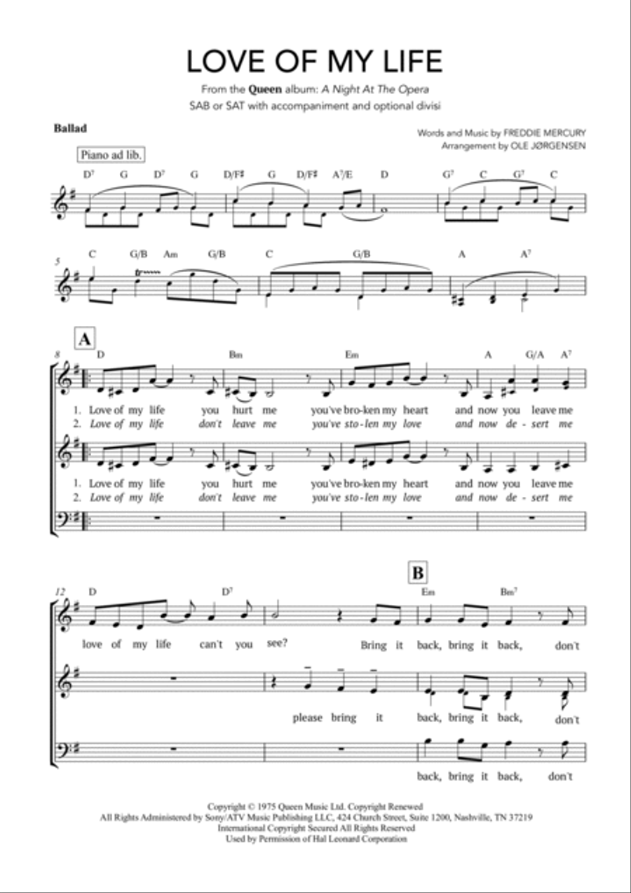Love Of My Life 3-Part scores gallery preview page 2
