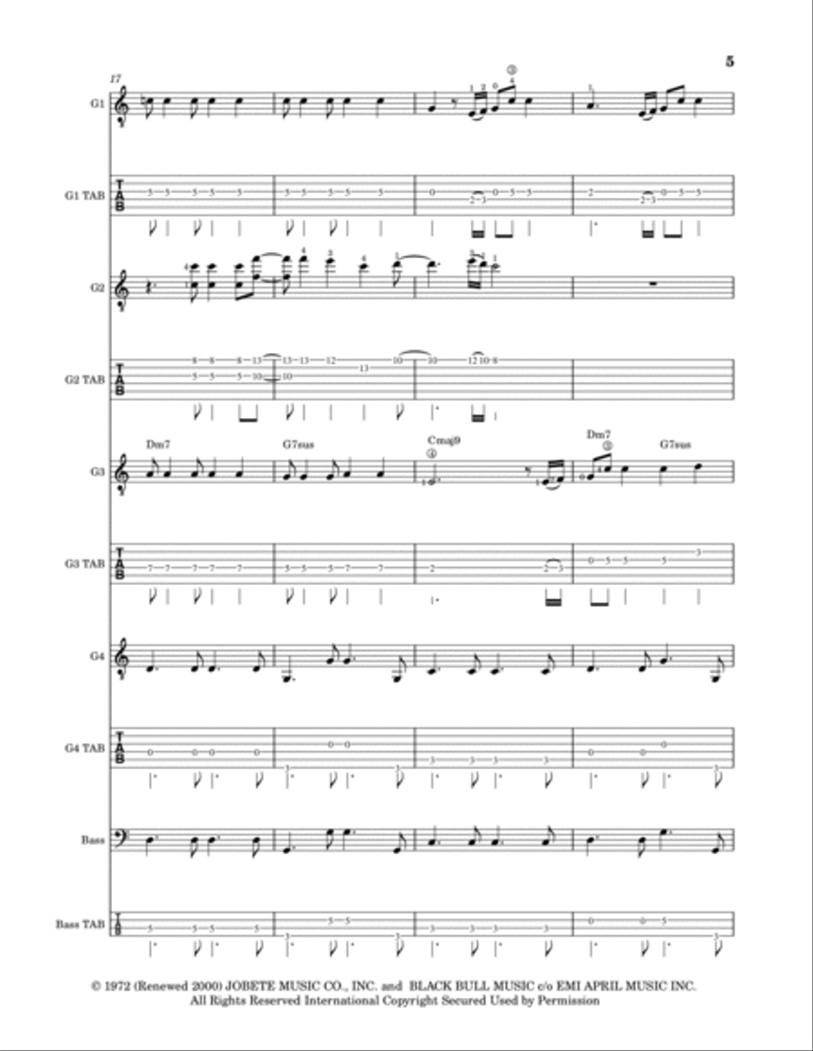 You Are The Sunshine Of My Life Guitar Ensemble scores gallery preview page 6
