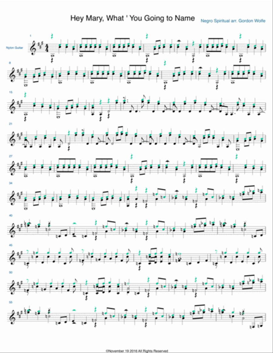 Hey Mary, What ' You Going to Name Guitar Solo scores gallery preview page 1