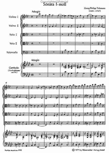 Sonate for 2 Violins, 2 Violas, Violoncello and Basso continuo f minor TWV 44 : 32