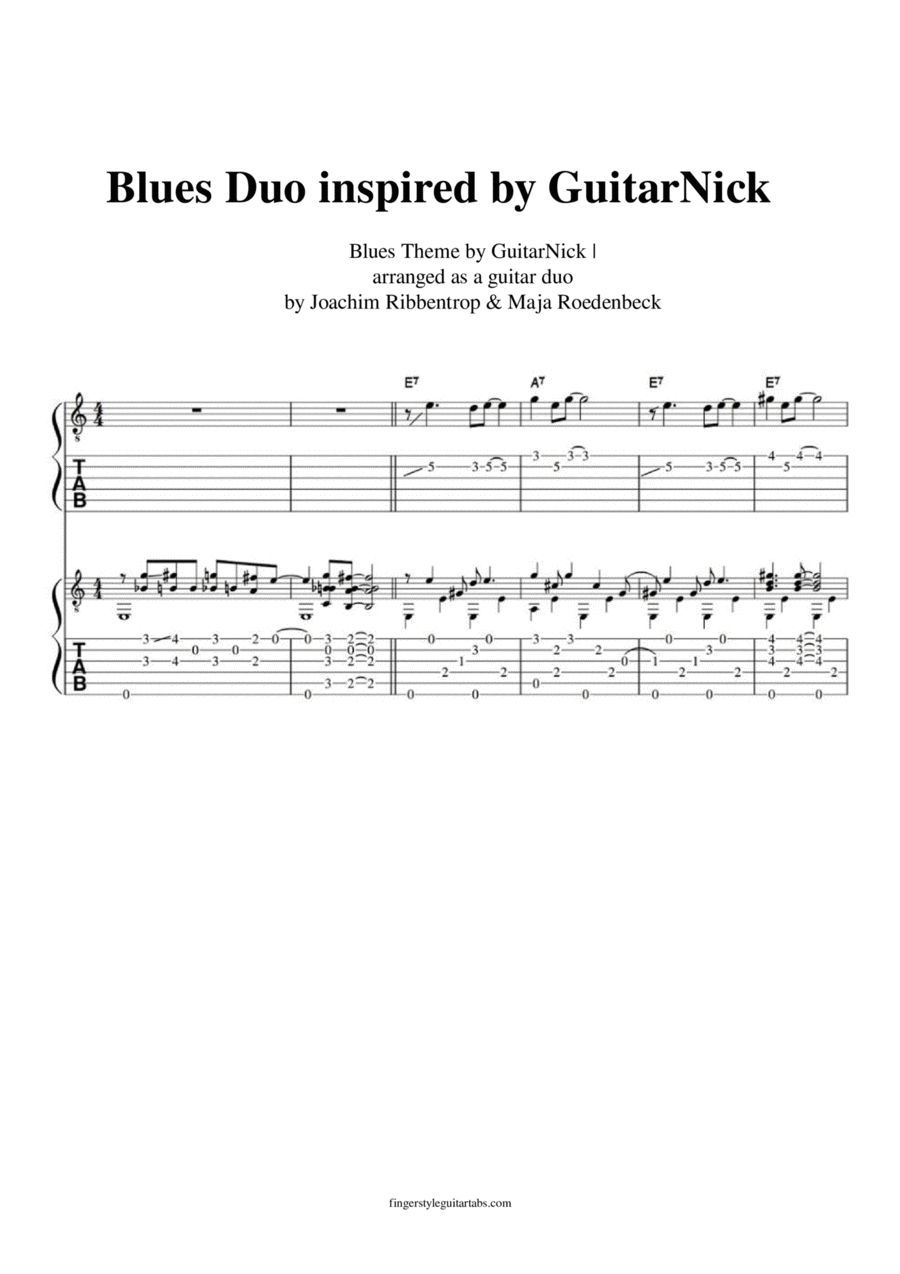 Fingerstyle Blues Duo inspired by GuitarNick | Guitar Tab Electric Guitar scores gallery preview page 1
