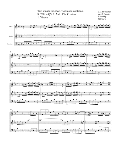 Trio sonata S.258 (QV 2 Anh. 15b) for oboe, violin and continuo in C minor