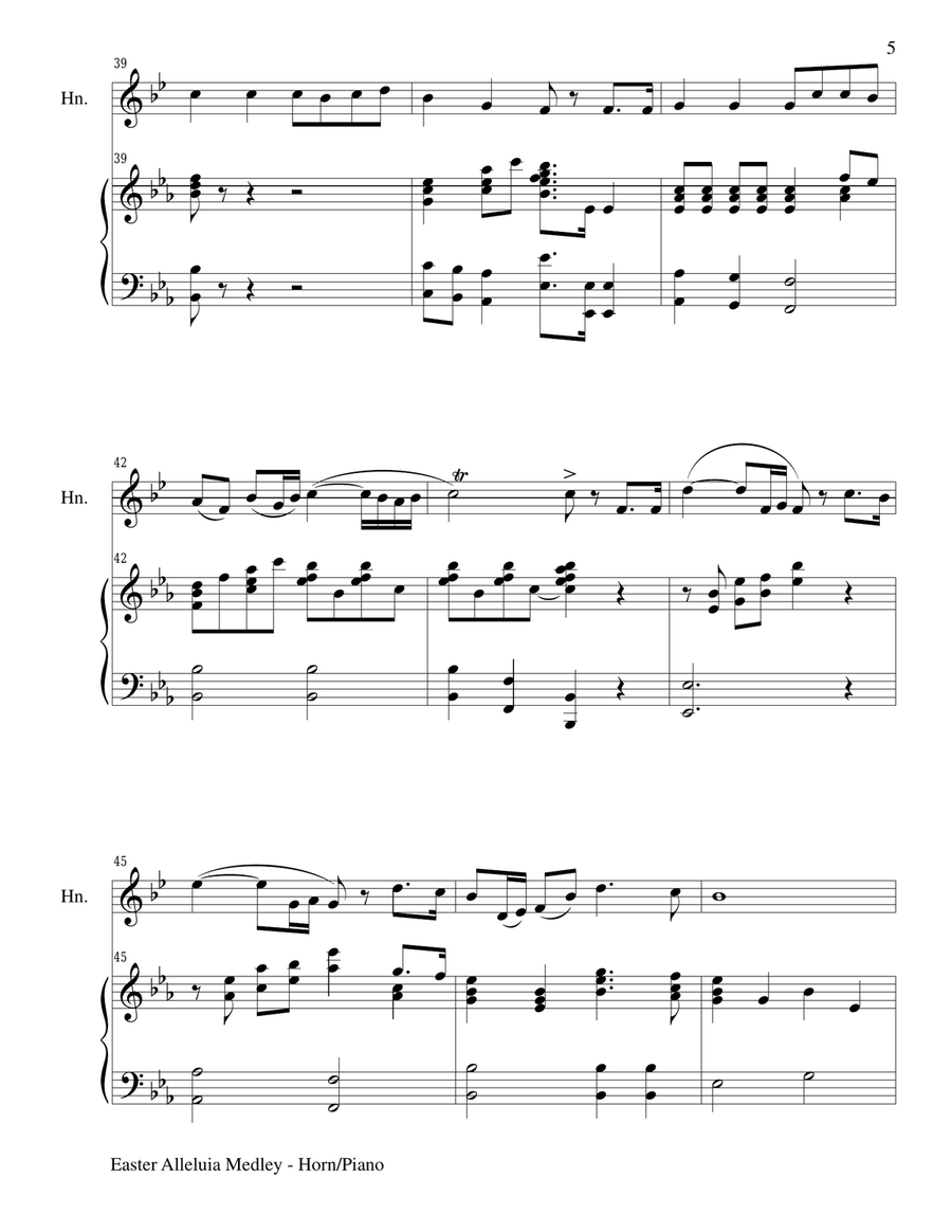 EASTER ALLELUIA MEDLEY (Duet – French Horn/Piano) Score and HornPart image number null