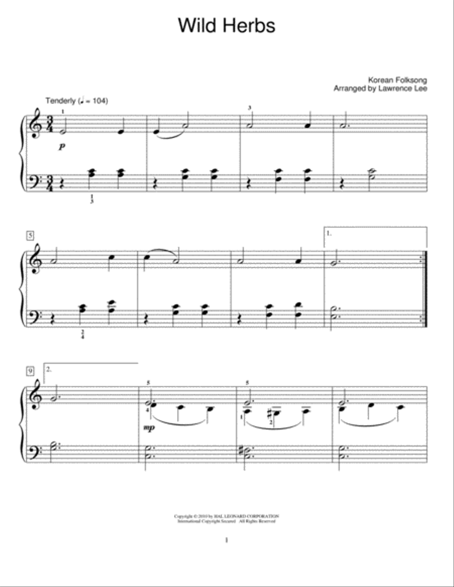 Wild Herbs Piano Method scores gallery preview page 1