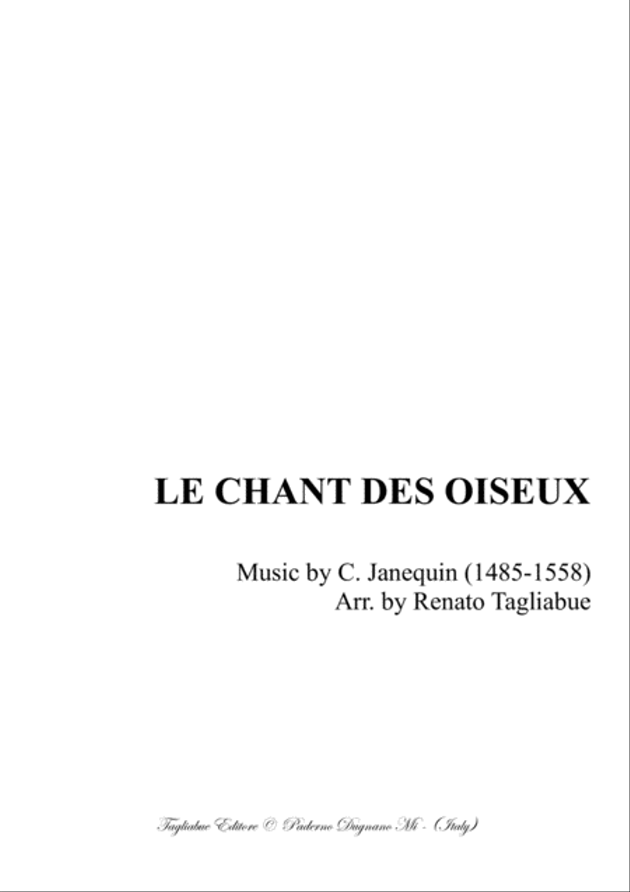 LE CHANT DES OISEUX - C. Janequin - For SATB Choir 4-Part scores gallery preview page 1