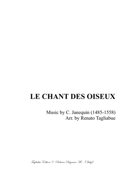 LE CHANT DES OISEUX - C. Janequin - For SATB Choir image number null