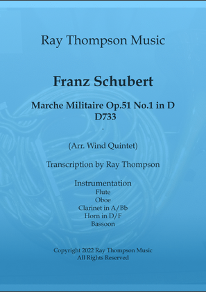 Book cover for Schubert: Marche Militaire Op.51 No.1 in D D733 - wind quintet