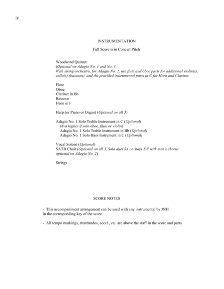 An Adagio Suite, in Three Movements for Small Orchestra, Solo Voices, SATB Chorus(or Various Combina 4-Part scores gallery preview page 4