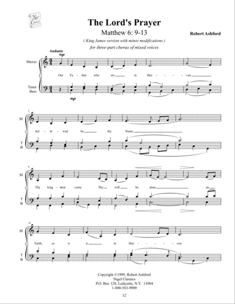 The Lord’s Prayer - Matthew 6: 9 – 13 Small Ensemble scores gallery preview page 1