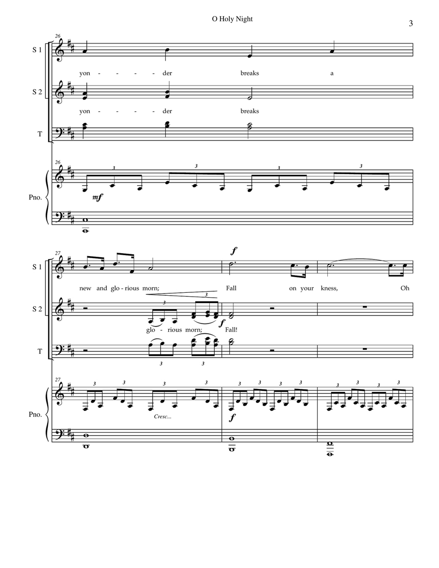Holy Night (SATB, Duet with Piano and optional narration) 4-Part scores gallery preview page 3