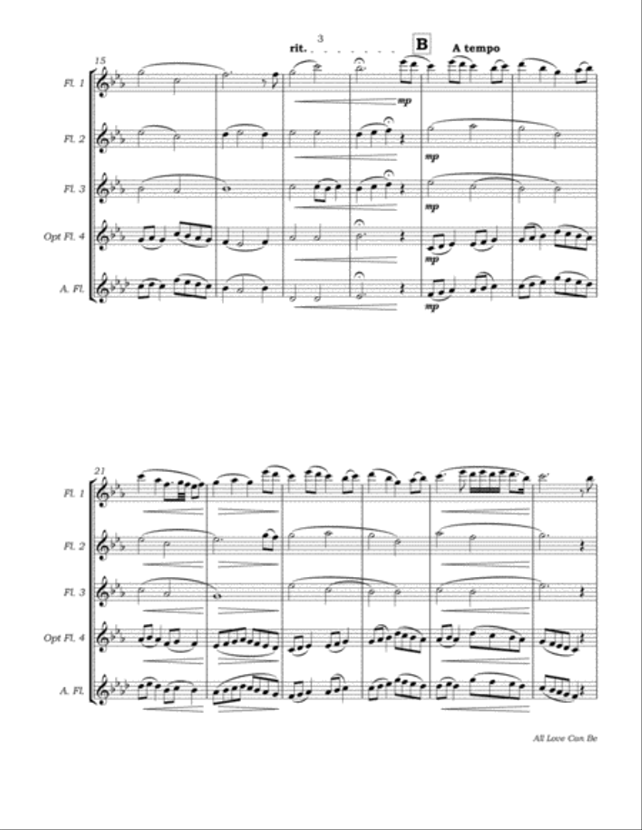 All Love Can Be Flute Quartet scores gallery preview page 6