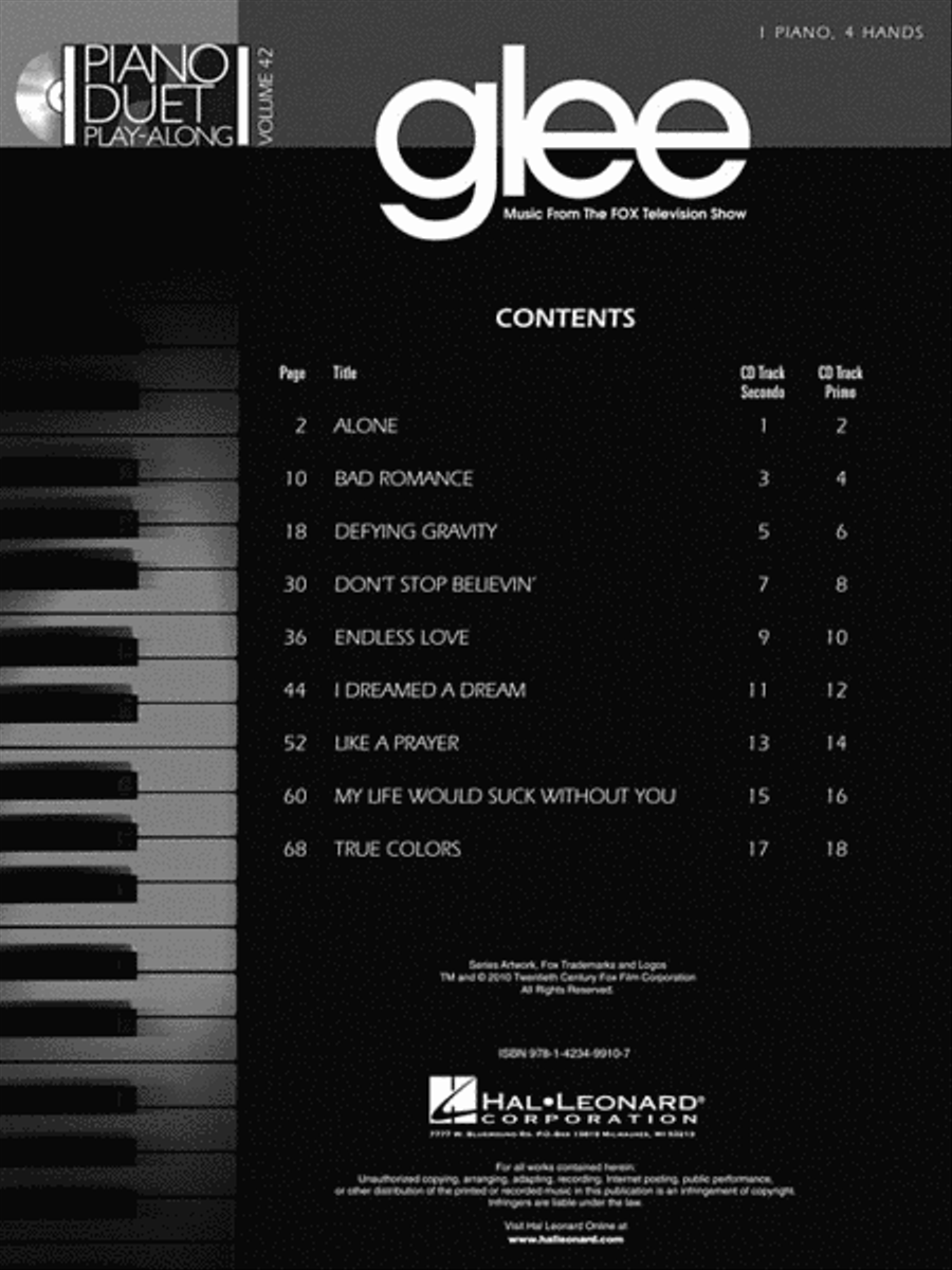 Glee Glee 1 Piano, 4-Hands scores gallery preview page 2