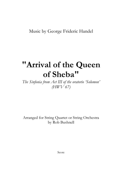 Arrival of the Queen of Sheba (Handel) - String Quartet or String Orchestra image number null