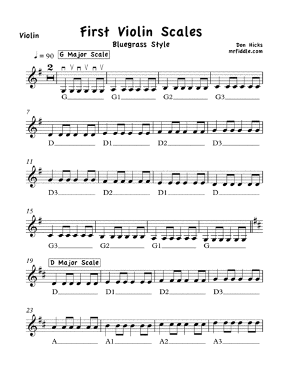 First Violin Scales - Bluegrass Style Violin Solo scores gallery preview page 2