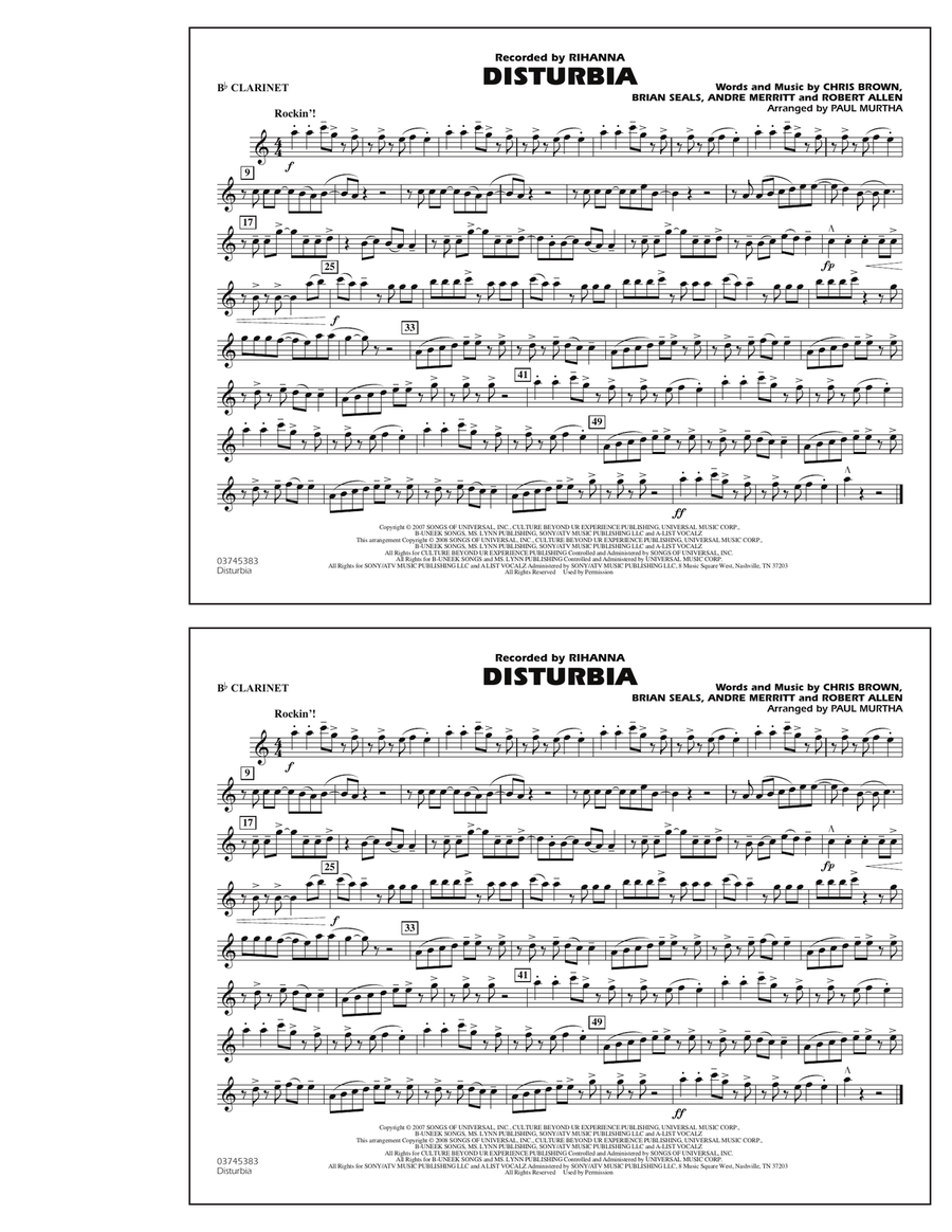 Disturbia - Bb Clarinet Marching Band scores gallery preview page 1